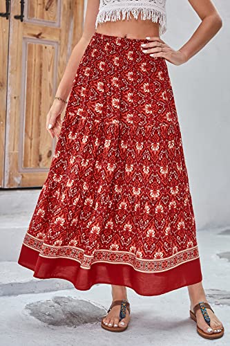 Image of CFLONGE Summer Maxi Skirts for Women 2026 Trendy Floral A Line Boho Skirt