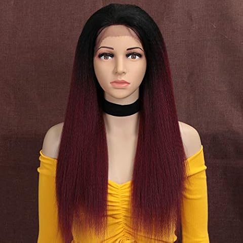 Style Icon Lace Front Perücken wigs 60cm große Tüll YAKI gerade synthetische Haare Perücke Free Part Perücke Cover