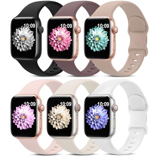 Image of 6 Pack Sport Bands Compatible with Apple Watch Band 38mm 40mm 41mm 42mm 44mm 45mm 49mm 46mm for Women Men,Silicone Waterproof Strap for iWatch Apple Watch Series 11 10 9 Ultra 8 7 6 5 4 3 2 1 SE