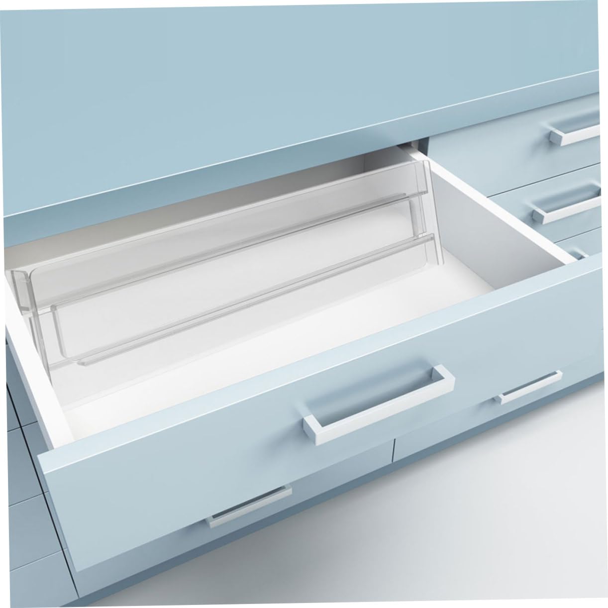 TOPBATHY Divisori Cassetto Organizer Regolabili 8 Pezzi Ps, Espandibili | Abiti e Biancheria, Installazione Semplice, Ordinamento Comodo, 27, 5-52cm, Bianco Trasparente