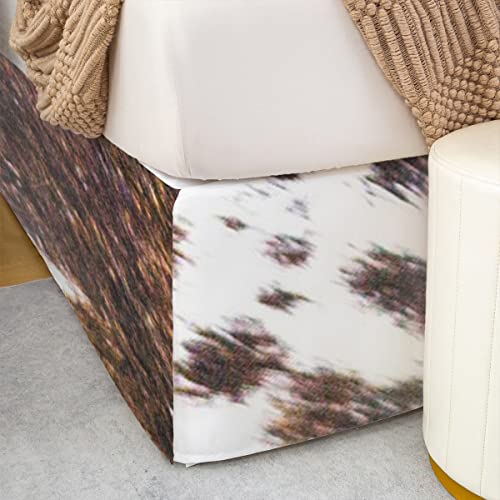 Brown Cow Print Bed Skirt Boys Teens Black White Aztec Cow Print Bedding Full For Girls Kids Women Western Farmhouse Bedroom Decor Bed Skirts Wild Animal Fur Print Bedskirt With 2 Pillowcases #TOP4