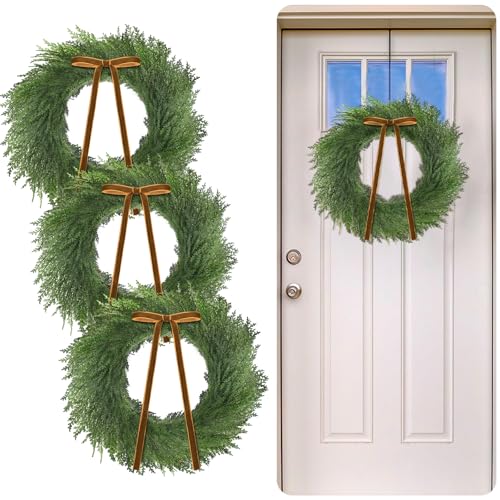 Yuxung 3 Pcs 20 Inch Christmas Cedar Wreath Artificial Greenery