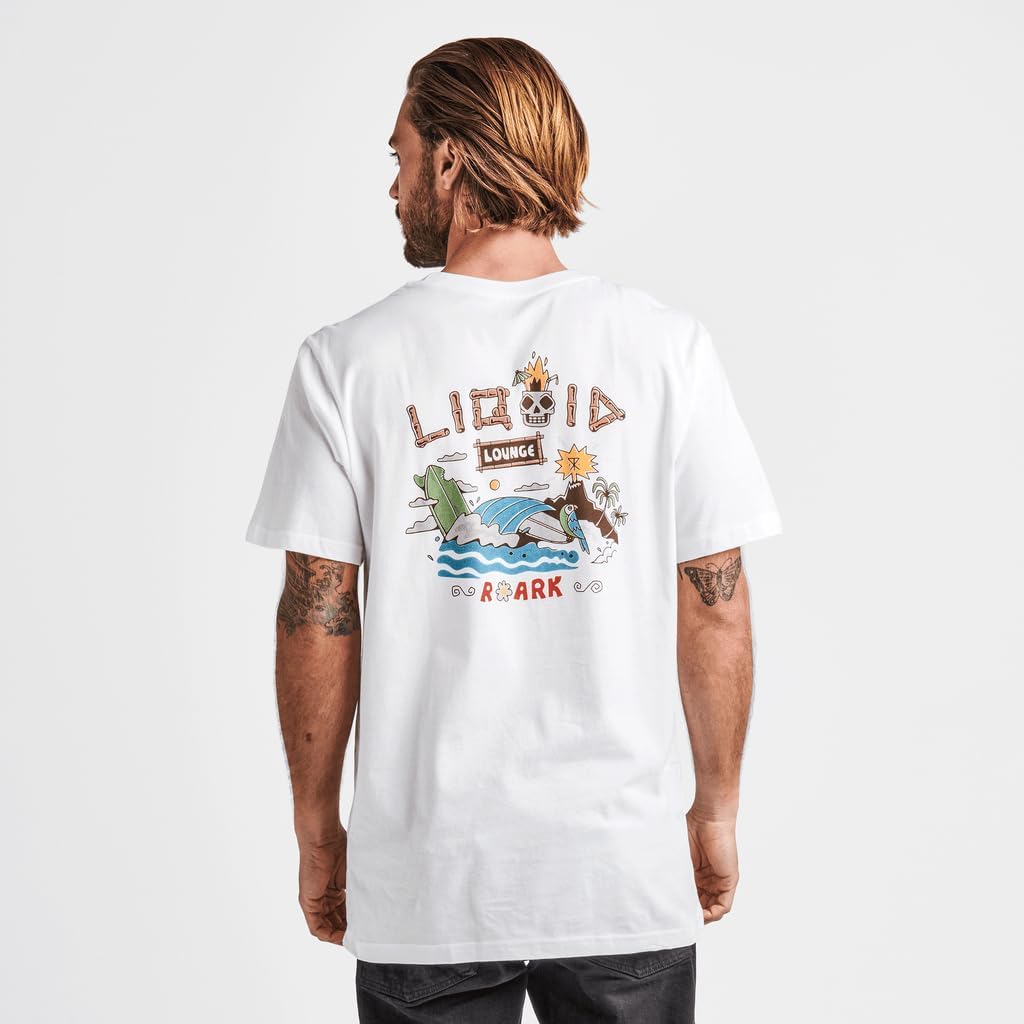 Roark Liquid Lounge SS Tee WHT S - Men's Fashion Casual Short Sleeve T-Shirt Cotton - Regular Fit - Lifestyle Beach Apparel - Image 3