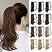 Sofeiyan Curly Ponytail Extension 15 Inch Heat Resistant Synthetic Natural Wavy Hairpiece Wrap Around Pony Tail Hair Extensions for White Black Women Hair Piece, Light Auburn