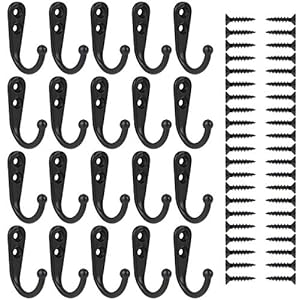 Anupow 20 Stuks Kapstokhaken Vintage JasHaken,Wand Retro Metalen Kledinghaken met 42 Schroeven voor Bad, Keuken, Kapstok…