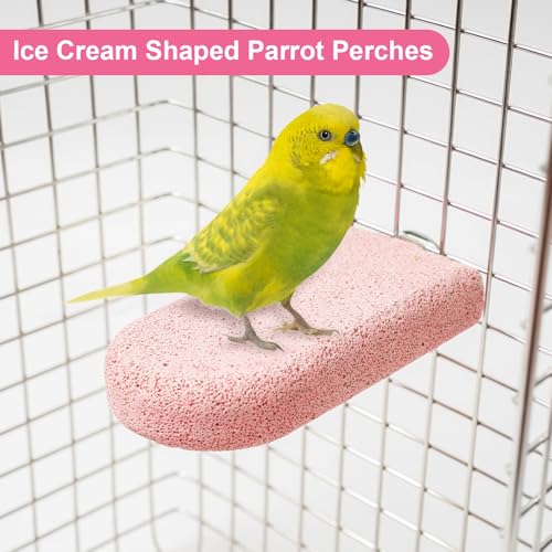 Image of Bird Beak Grinding Stone, 3PCS Parrots Perch, Multiple Colors Platform, Nails Beak Trimmer for Bird Cage Accessories for Parrots Budgie Cockatiel Conure Lovebird Finch