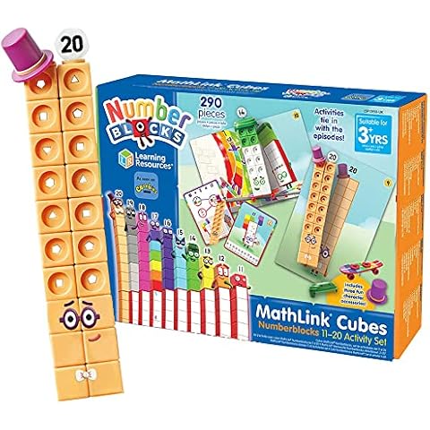 Learning Resources MathLink Cubes Numberblocks 11-20 Activity Set, 30 Activities Linked to TV Episodes, 155 Cubes & More, Ages 3+,27 x 20.5 x 5.6 centimeters Cover