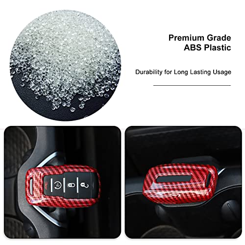 Image of Key Fob Case Cover Key Bag Holder Protection Shell Accessories for Dodge RAM 2018-2026,Red Carbon Fiber