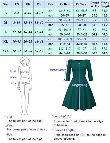 GRACE KARIN Short Sleeve 50s Dress Retro Party Dress Wear to Work Size 2XL Green CL020-3