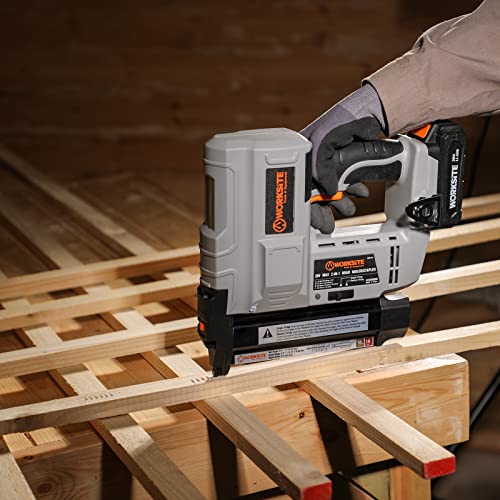 Worksite Cordless Brad Nailer, 18 Gauge 2 In 1 Cordless Nail Gun/Staple Gun With 2.0A Battery, Fast Charger, Led Light For Upholstery, Carpentry And Woodworking Projects #TOP5