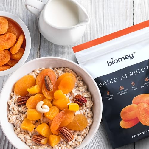 Biomey Big Size Dried Turkish Apricots 2 LB - No Added Sugar - Vegan - Non-GMO - Superfood, Healthy Snack - Great Source of Potassium & Fiber - Gluten Free, Kosher and Vegan