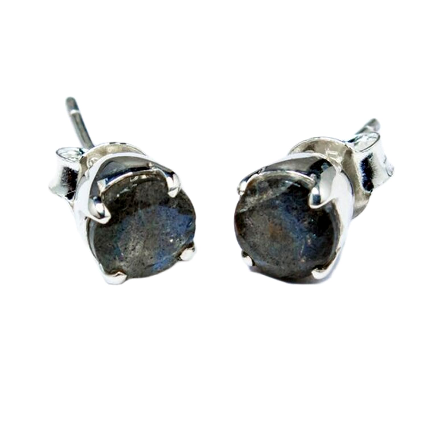 Boucles d'oreilles labradorite rare 6mm et argent 925 facetté - 5