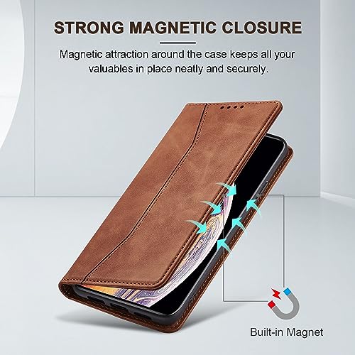 Image of Jasonyu Flip Wallet Case for iPhone Xs Max,Brown