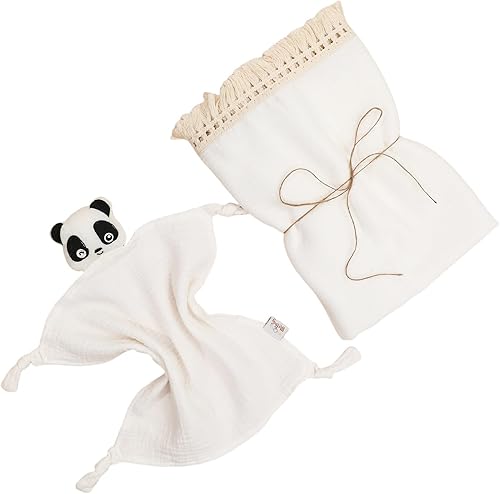 Miniatura 12 de Manta de muselina de algodón con borla, manta de seguridad Koala Lovey, decoración de guardería, funda de lactancia para recién nacido, 47 x 47