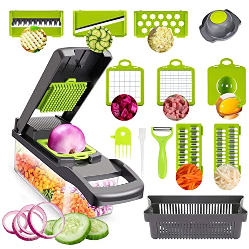 Ronly Vegetable Chopper,Pro 13 in 1 professional food Chopper multifunctional Vegetable Chopper and Slicer,Onion Chopper Dicer,Cheese & Veggie Chopper,Food Chopper Salad Chopper Vegetable Cutter