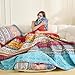 WONGS BEDDING Bohemian Quilt Set Queen Size, Boho Striped Pattern Quilts Bedspread Set for All Season, Soft Microfiber Bedding Coverlet Set 96