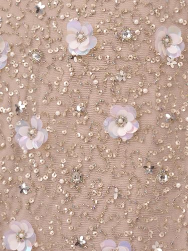 Image of Adrianna Papell Womens Beaded Long 3D Floral Dress