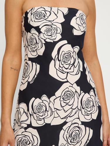 Image of Women Floral Print Maxi Tube Dress Strapless Flowy Long Bandeau Dress Y2K Open Back Sundress Summer Beachwear
