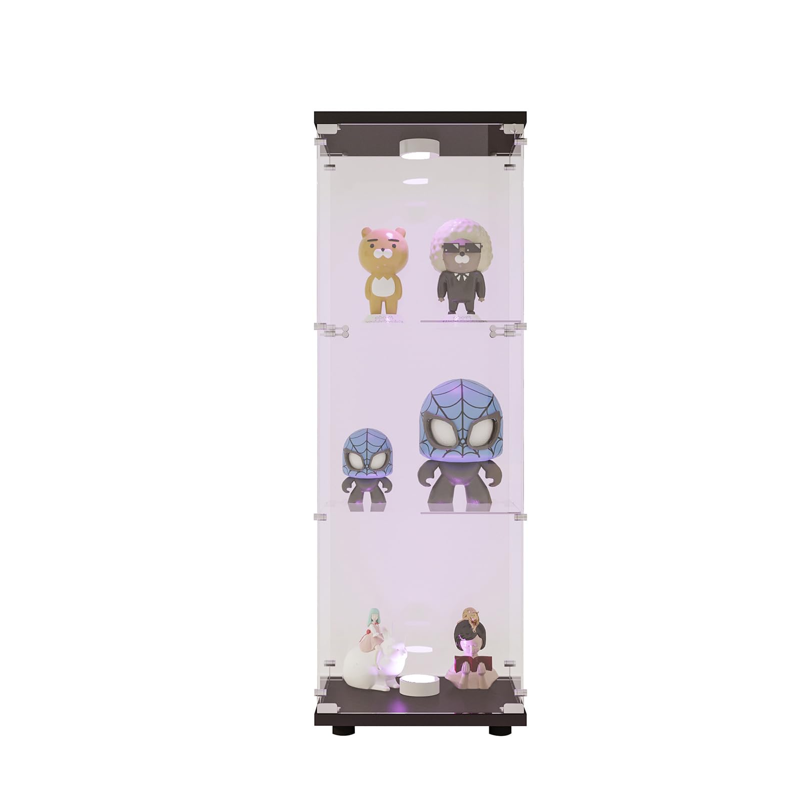 Générique Vitrine en Verre, Armoire de Collection Moderne en Verre à Trois Couches avec LED und Porte,Verre trempé Transparent Vitrine de Collection pour Chambre, Salon et Salle à Manger