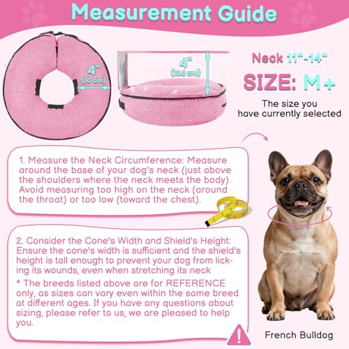 Didopet Soft Inflatable Dog Cone for Surgery Recovery, Protective Dog Donut Collar with Shield to Stop Licking Wounds, 2-in-1 Patented Comfort Blow-Up Collar for Small and Medium Pets (Pink, M+) by Didopet - Image 5