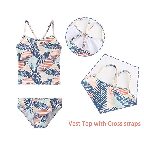 Girls Two Piece Tankini Swimsuits Tie Dye Bathing Suit Kids Hawaiian Swimwear Set 3-16 Years3