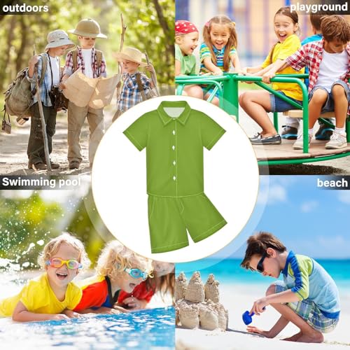 Image of 3T Toddler Boy Shorts Set Black Hawaiian Button Down Shirts Summer Outfits for Little Boy