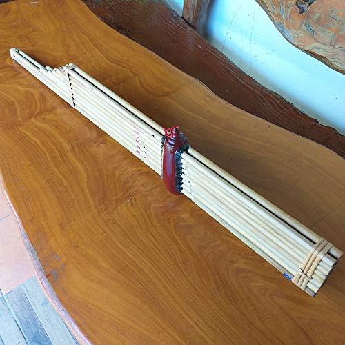 Cozinest Professional Thai Khaen Instrument Double Silver Reed Isan Mouth Organ Traditional Lao Bamboo Flute Musical Folk Harmonica Kan 8 Key Gm #TOP6