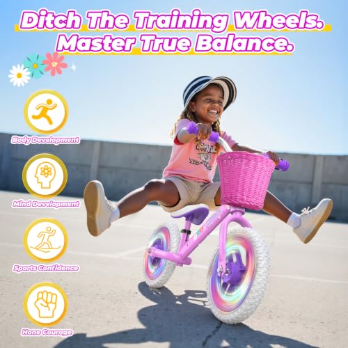 Image of Toddler Balance Bike for 2-5 Year Old,Kids Balance Bike with Fender,Kids Bicycle for 2 3 4 5 Years Old Boy Girl Birthday Christmas Toy Gift,Adjustable Seat /Handlebar,Flat-Free LED Tires,10Min Assembly