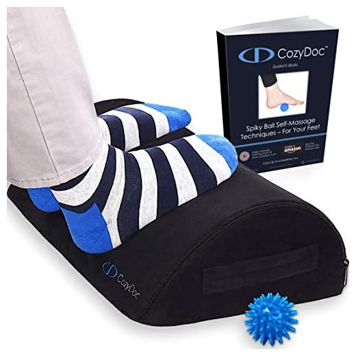 CozyDoc Ergonomic Foot Rest Cushion Under Desk + Massage Ball | The Most Comfortable Footrest for Home, Office, Travel | Doctor Designed Orthopedic Foam for Feet, Knee, Back Pain Relief【Black】