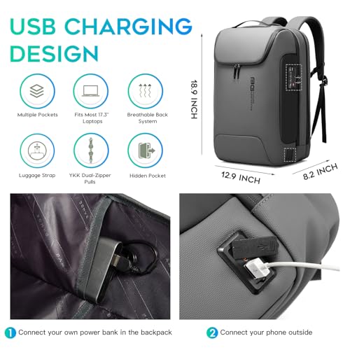 Image of BANGE Anti-Theft Backpack with USB Charging Port 17.3 Inch Business Laptop Backpack