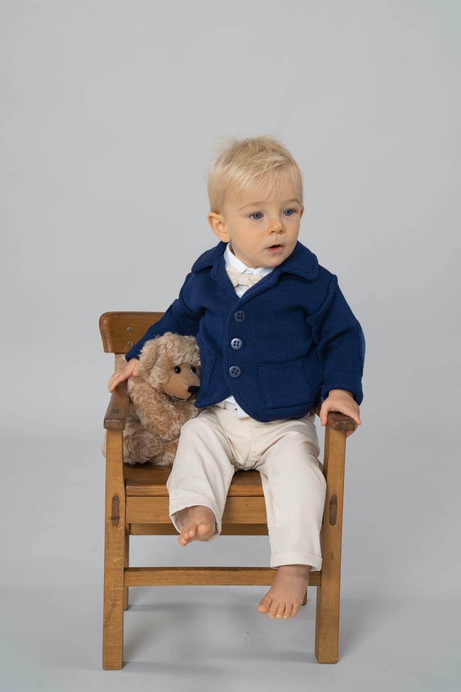 Sakko Baby Jungen Strickjacke Stricksakko Taufanzug Sakko Jacke Strick