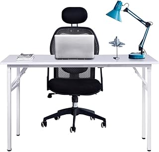 sogesfurniture Schreibtisch Klapptisch 120x60cm Computertisch Büromöbel PC Tisch, Stabil Bürotisch Konferenztisch Klappbar für Zuhause, Büro, Picknick, Garten, Weiß AC5W-120-SF