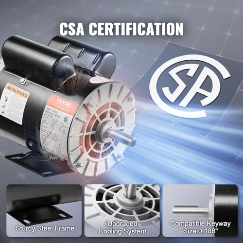 image for VEVOR 3.7HP Air Compressor Motor, 3450RPM Electric Motor, 230V 17.2 Am