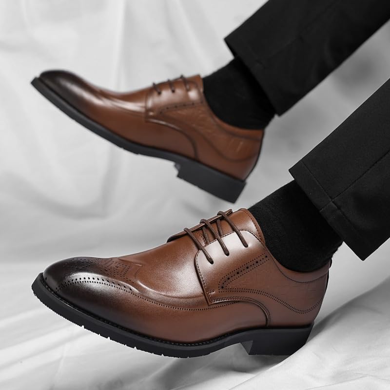 Men's Classic Leather Monk Strap Buckle Oxford Shoes, Business Walking Oxford Classic Lace Up Low Top Tuxedo Dress Shoes for Men2