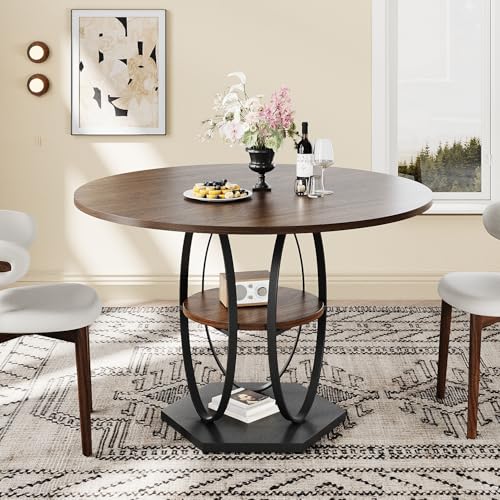 YKVIQBY Round Dining Table for 4, 3-Tier Dinner Room Tables
