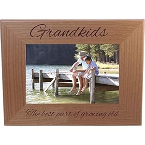 Customgiftsnow grandkids the best party of growing old engraved tabletophanging natural alder wood picture frame 4×6 horizontal  urban country home decor