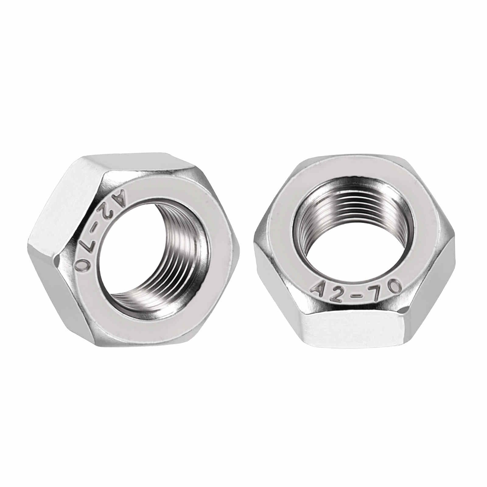 Kozelo 10pcs Hex Nuts - [M10-1] 304 Stainless Steel 18-8 (A2-70) Hardware Nuts for Mechanical Repair & Assembly, Standard Metric Fine Thread Nut, Bright Finish, Silver