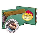 Smead Endlasche Klassifizierungsmappe, legal, gerade, 2 Trennwände, grün, 10 pro Box (29785)