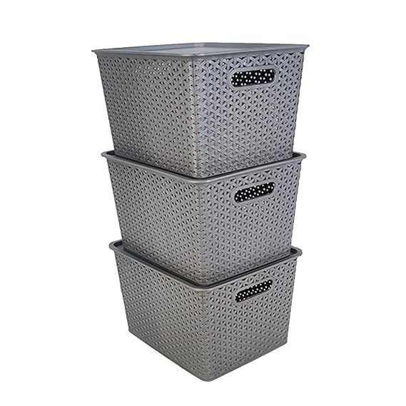 Boîte de rangement avec couvercle empilable en plastique pour optimiser vos armoires