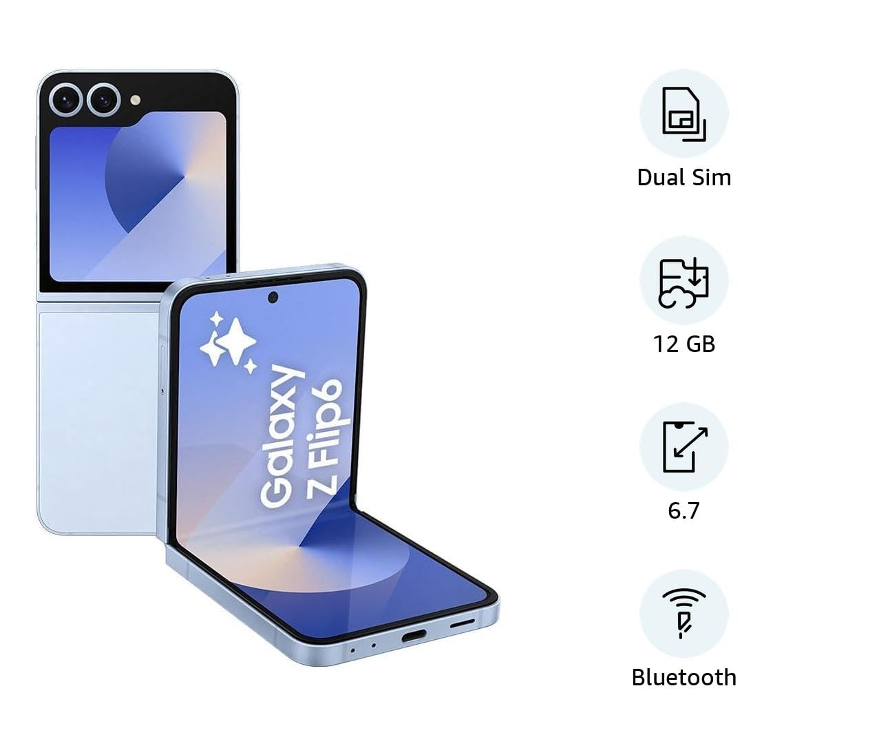 SAMSUNG Galaxy Z Flip 6 Dual SIM Blue 12GB RAM 256GB 5G - Middle East Version
