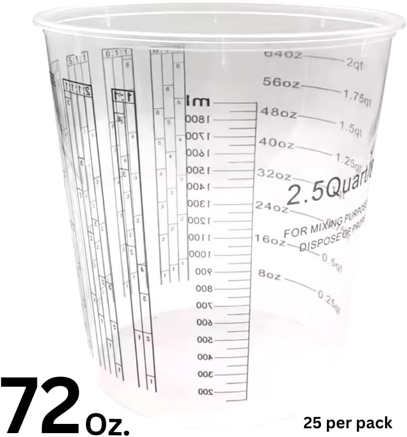 Plastic Paint Mixing and measuring Cup (1,900 mL) (Box of 25) Best for measuring liquids - Image 6