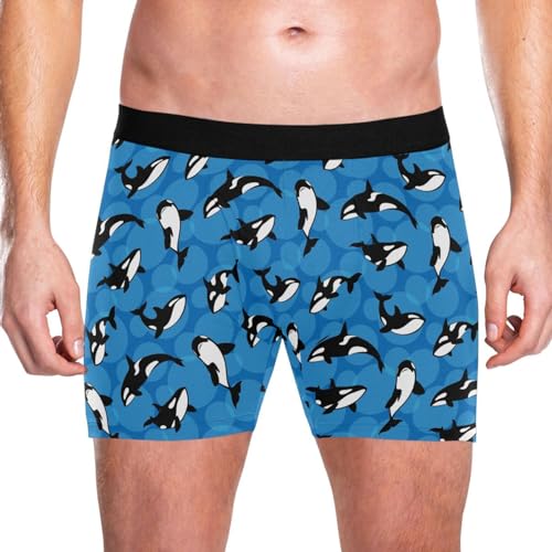 Men's Killer Whale Orca Boxer Briefs Underwear Fly Front 3D Pouch Comfy Stretch, Medium2