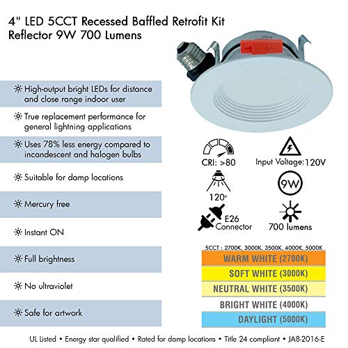 Ah Lighting A4/5CCT/BAFFLE Retrofit Kit Baffle Reflector Trim, 4 Inch Dimmable Led 5Cct Downlight Recessed Lighting thumb #2