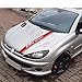BENBENXIONG Auto Cofano Cofano Strisce Adesivi Decalcomanie in Vinile da Corsa Sport Styling Auto Copertura del Motore Decor Adesivi per Peugeot 206 MODL A Nero Opaco