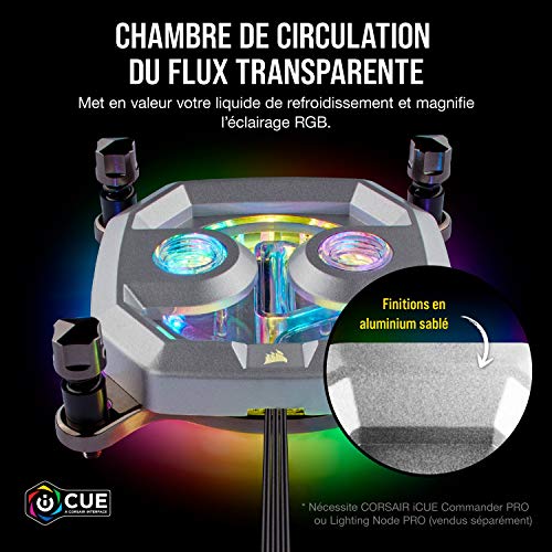Corsair Hydro X Series, XC9 RGB Waterblock pour Processeur pour Intel LGA 2011/2066 ou AMD sTR4 Sockets (Refroidissement de Processeur Exceptionnel, Personnalisable Éclairage RGB Intégré) Chrome