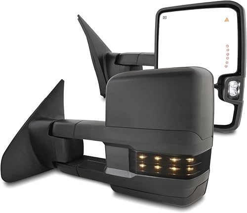 AKKON - Espejos laterales de remolque para Toyota Tundra 2007-2021, color negro, par izquierdo+derecho con luz de giro y señal de punto ciego con