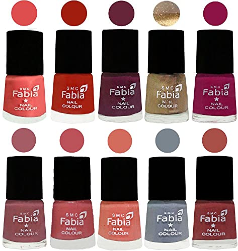 Image of ALL IN ONE (PACK OF 10), Long Lasting Glossy Nail Polish, 6 ml Each, All Vibrant Colours,01830