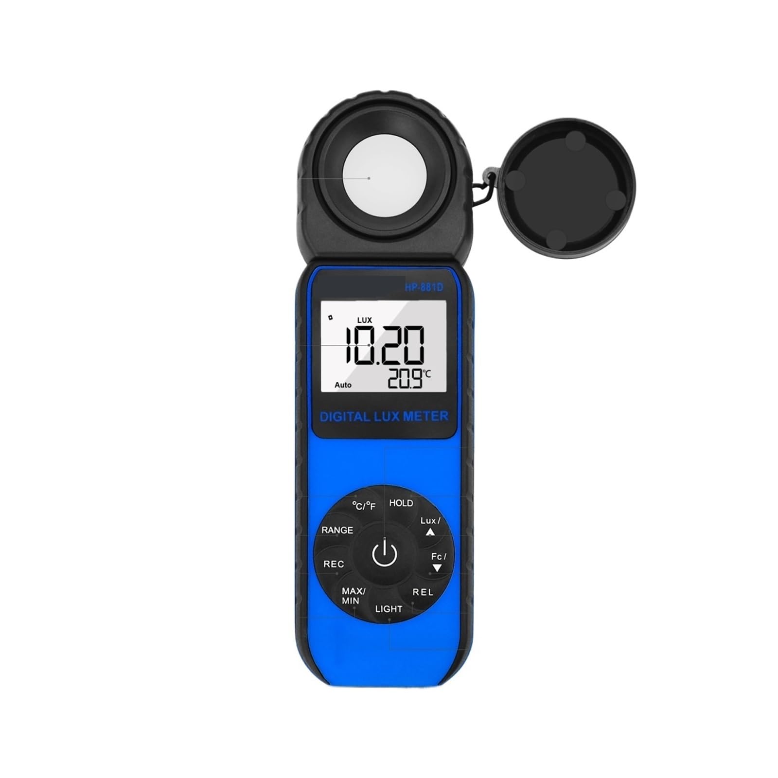 Misuratore di luce, Misuratore di luce portatile for intensità luminosa, luxmetro digitale, precisione ±4%, misurazione 1-400.000 lux, azzeramento automatico, HoldPeak 881D