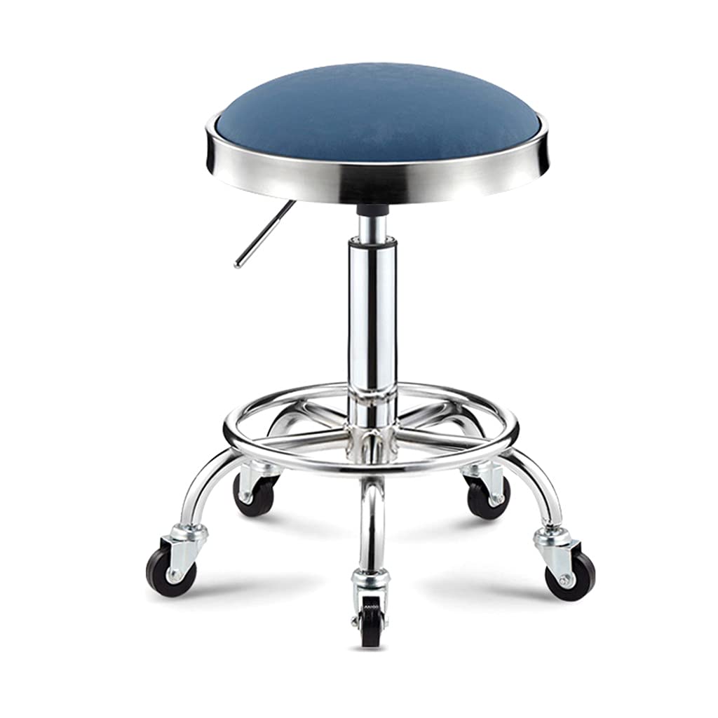 GTHTUHFD Round Rolling Office Stool Adjustable Height Swivel Stool, Salon Stool Drafting Stools Chair With Wheels And Wider Round Seat For Spa Esthetician Studio Blue,Blue
