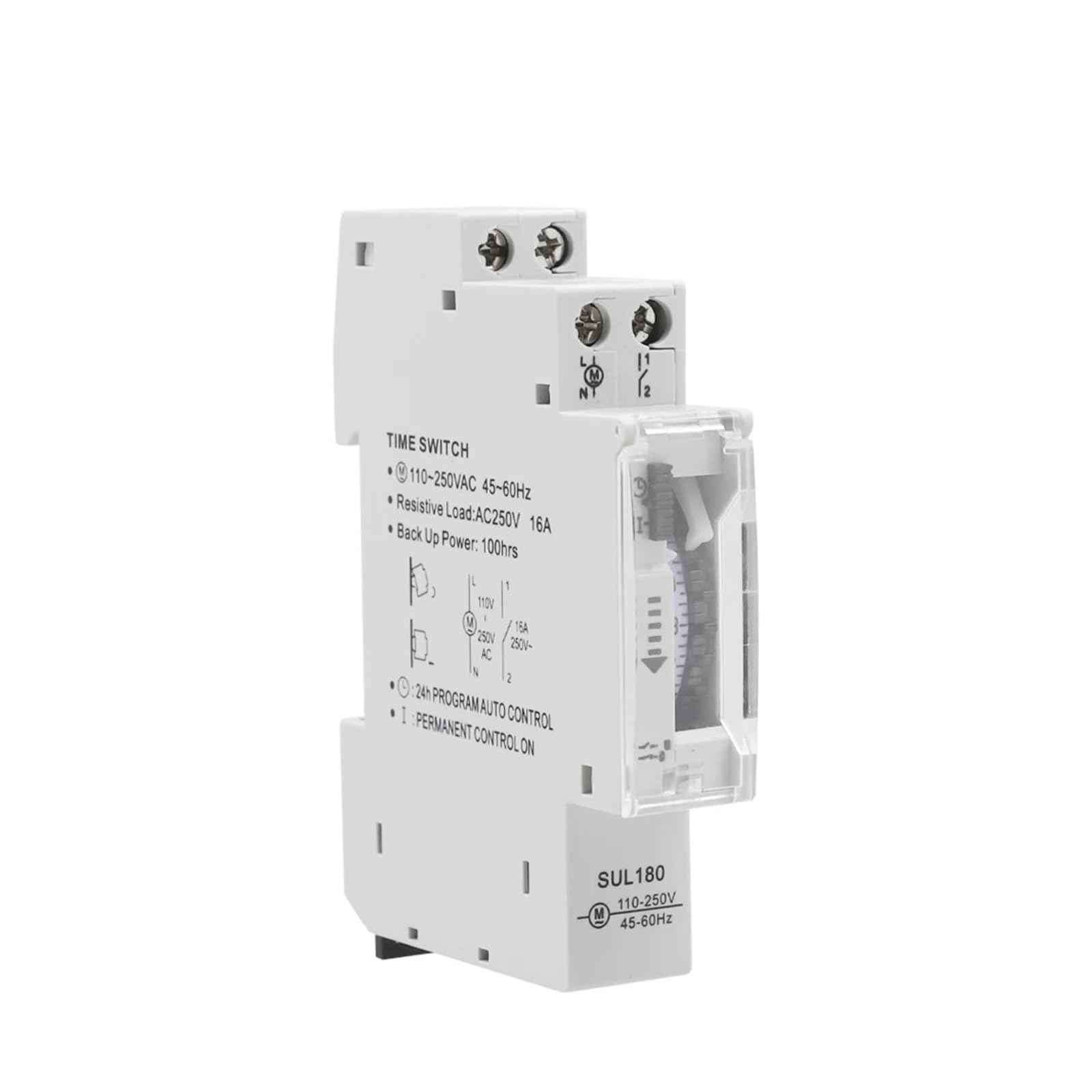 DEBLAN Minuterie mécanique 45-60Hz 24 Heures 110-250V 16A, minuterie mécanique Programmable sur Rail DIN SUL180